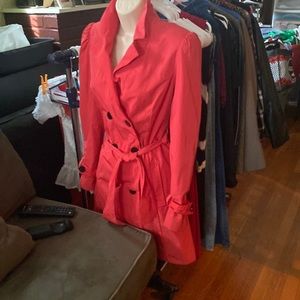Bebe size small 3/4 trench in neon pink